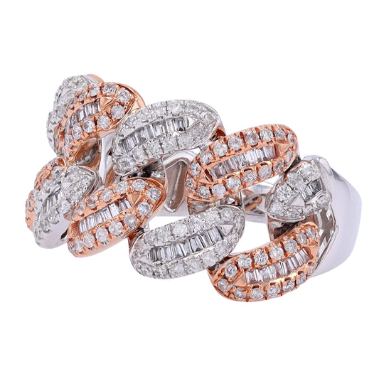 1.25 CTW Gents Link Diamond Ring in 14k Gold