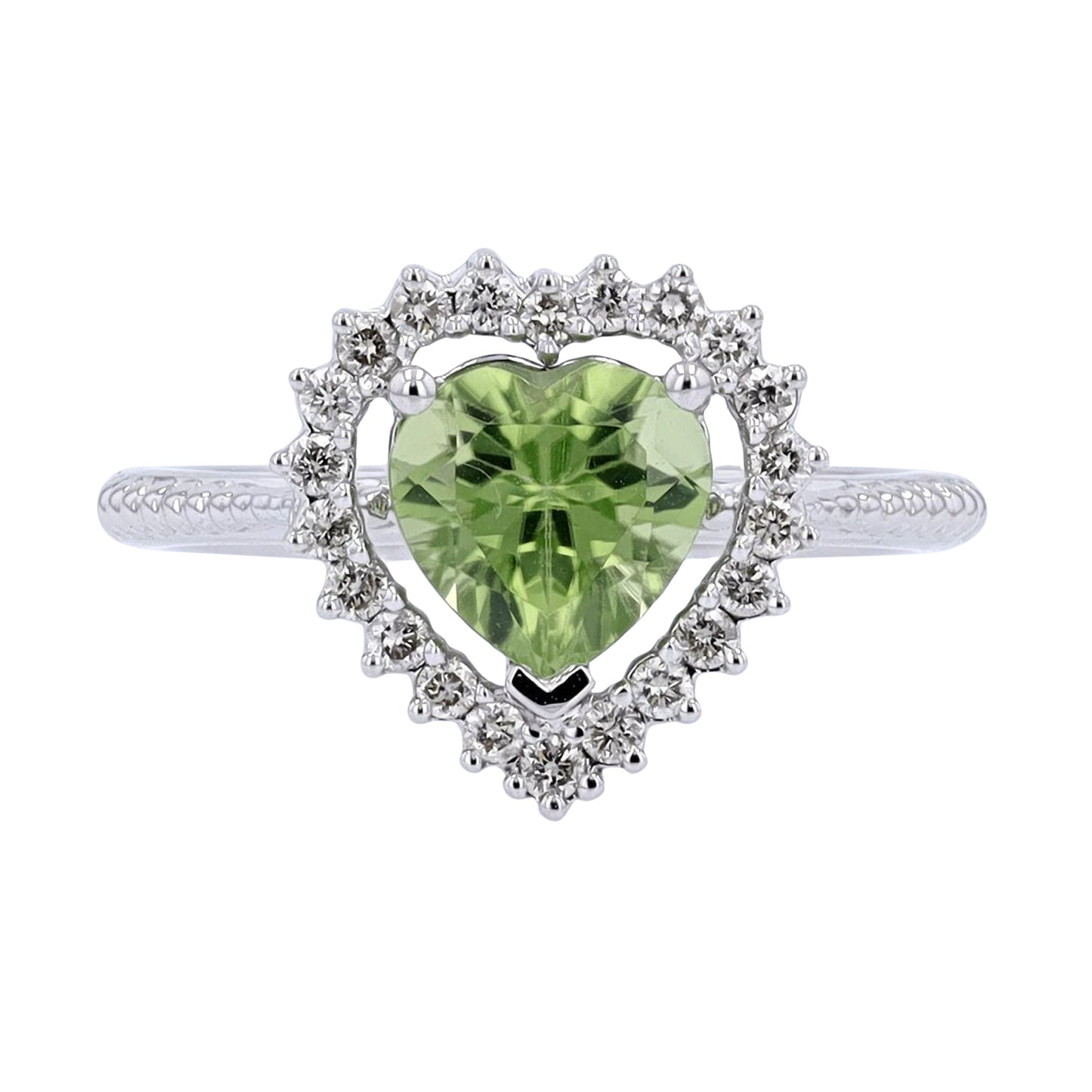 1/4 CTW Gemstone & Diamond Heart Ring in 10k White Gold