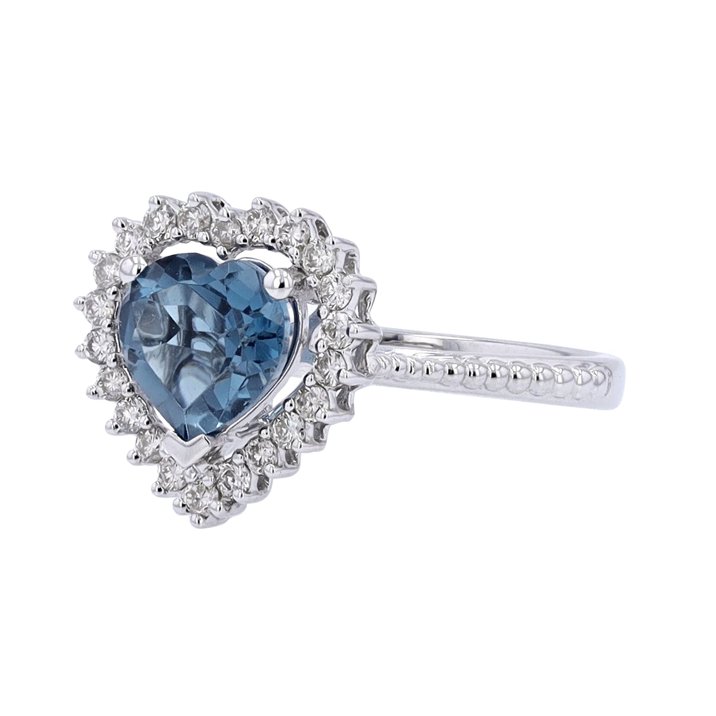 1/4 CTW Gemstone & Diamond Heart Ring in 10k White Gold