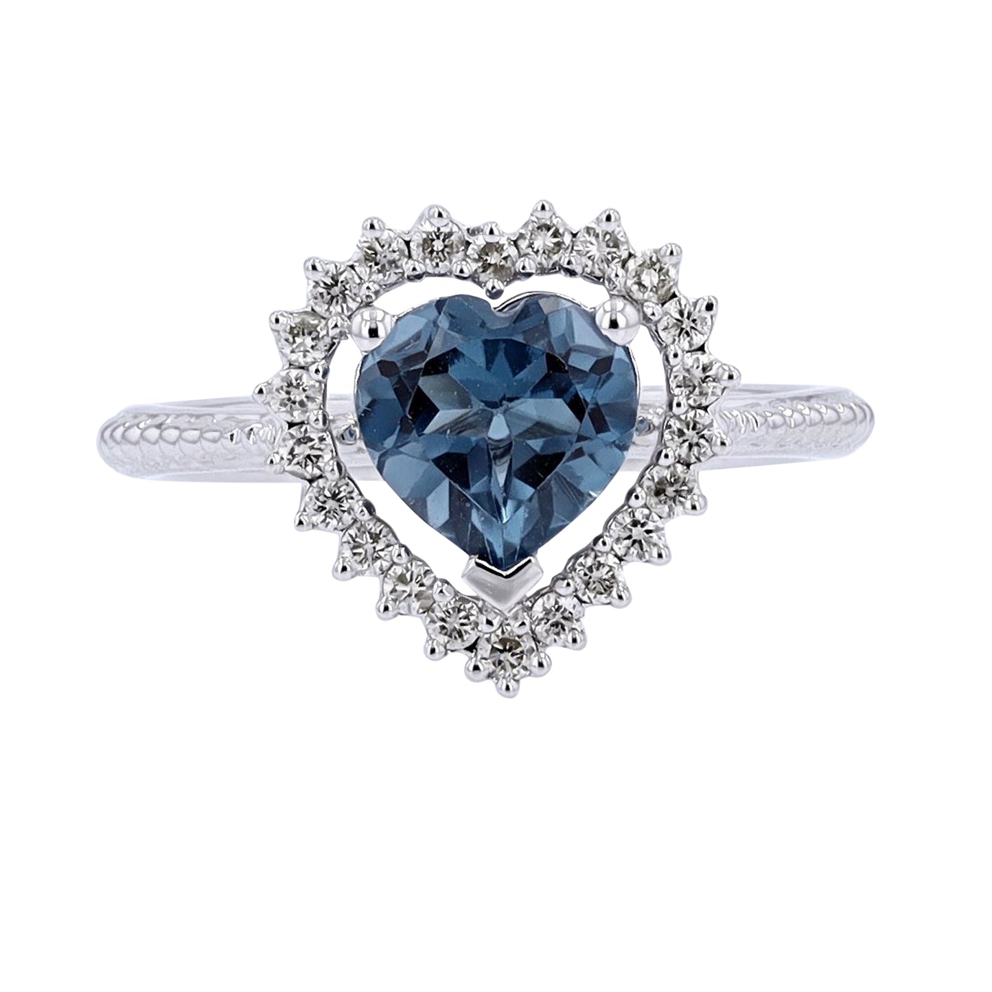 1/4 CTW Gemstone & Diamond Heart Ring in 10k White Gold