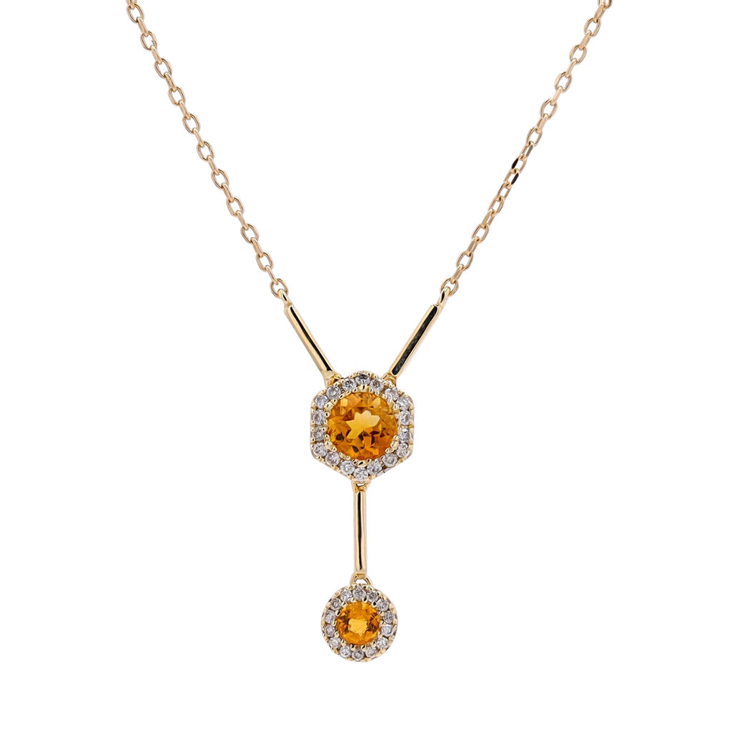 10K Yellow Gold 0.09 CTW Diamond 0.30 CTW Citrine Necklace