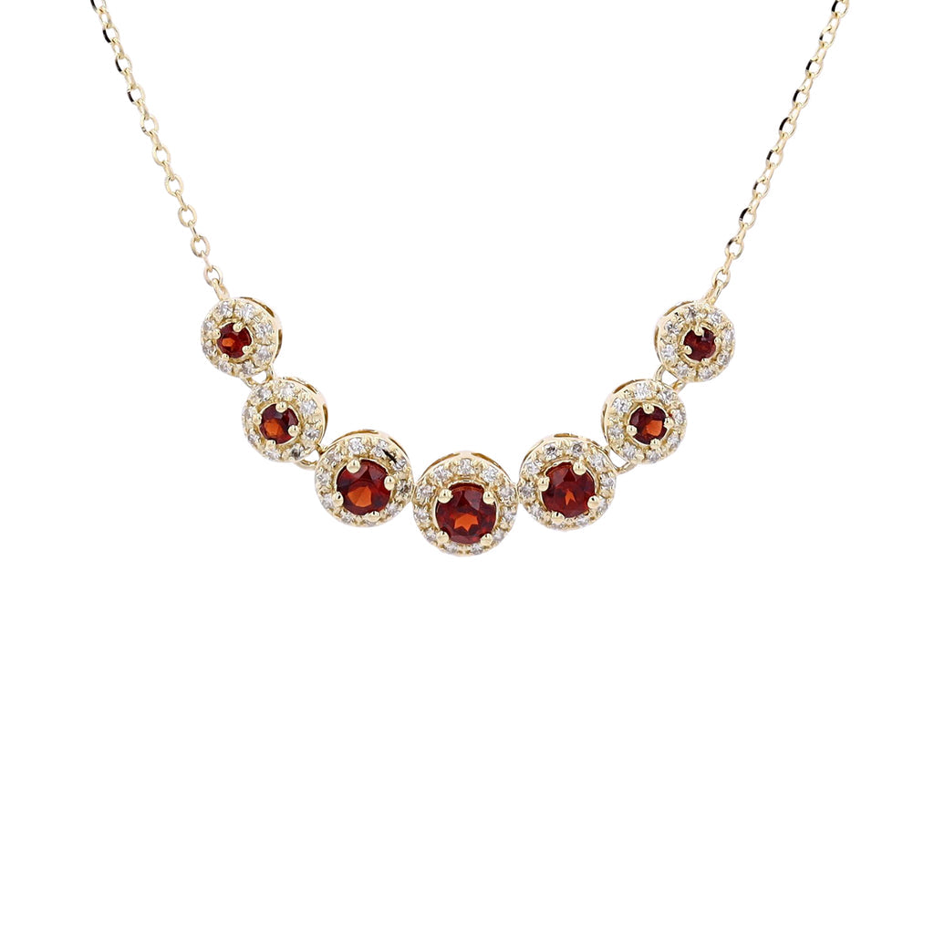 10K Yellow Gold 0.16 CTW Diamond 0.50 CTW Garnet Necklace