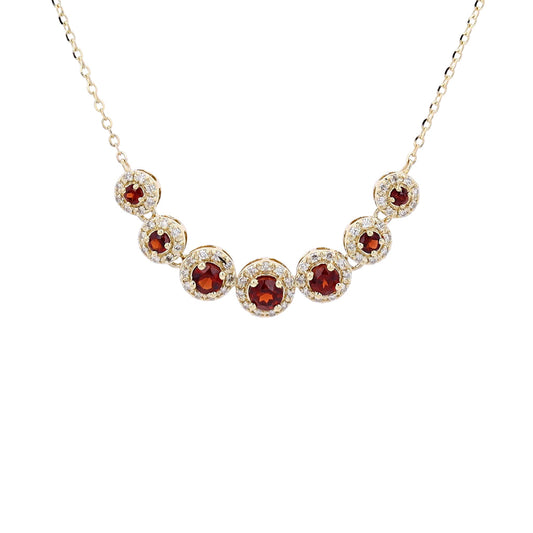 10K Yellow Gold 0.16 CTW Diamond 0.50 CTW Garnet Necklace