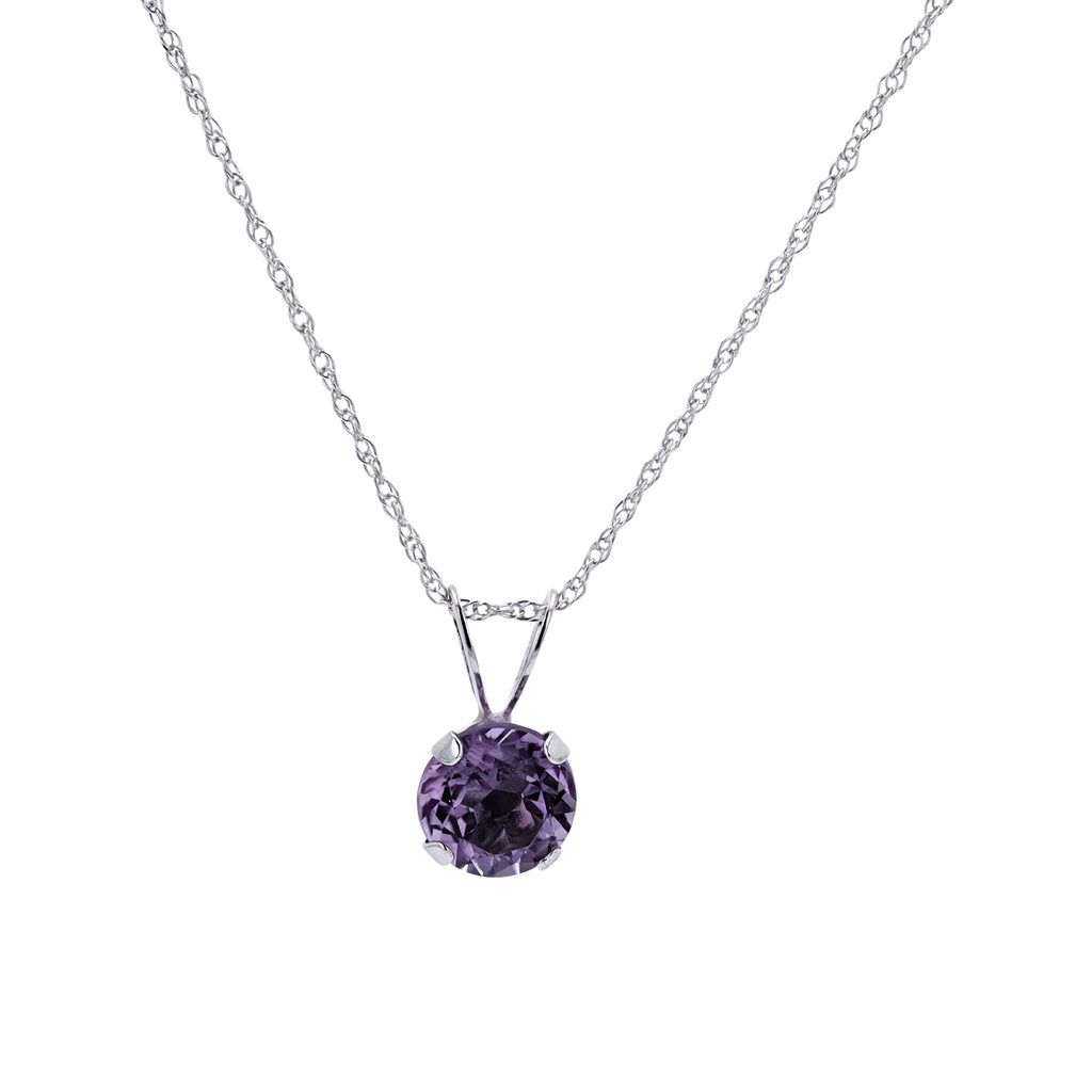 10K White Gold Amethyst Pendant 18" Chain