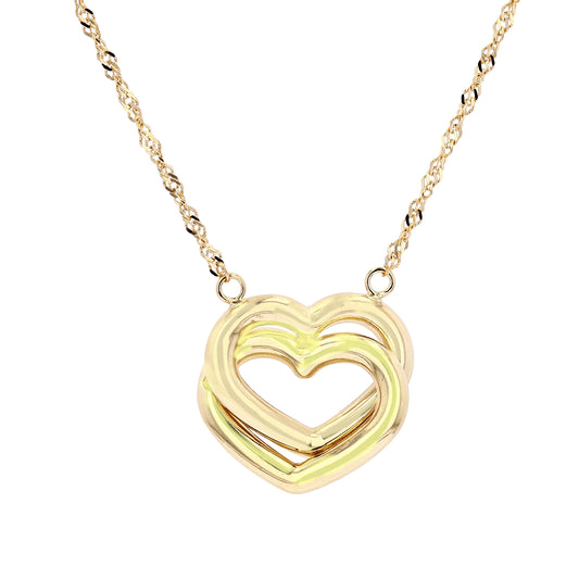 Interlocking Heart Necklace in 14K Gold