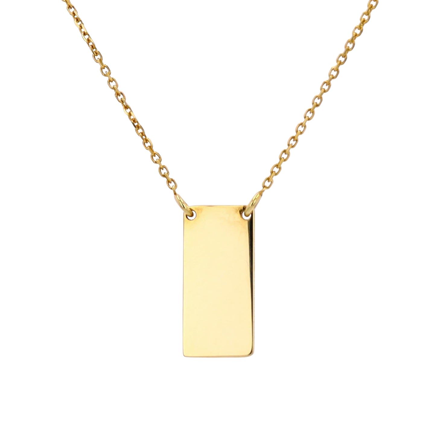 Gold Rectangle Necklace (Engravable) in 14k Gold