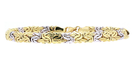 10K Yellow & White Gold 6.08 Grams 7.50" Byzantine Bracelet