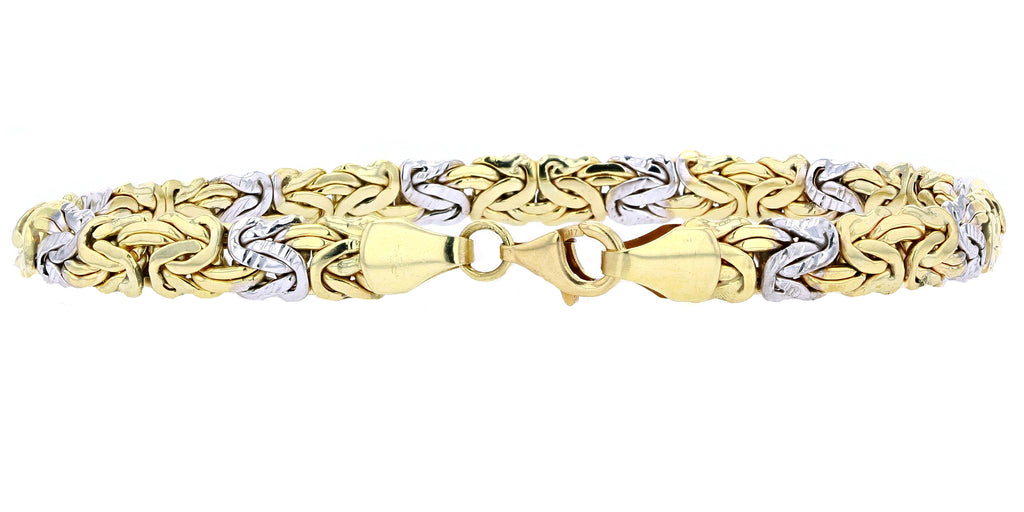 10K Yellow & White Gold 6.08 Grams 7.50" Byzantine Bracelet