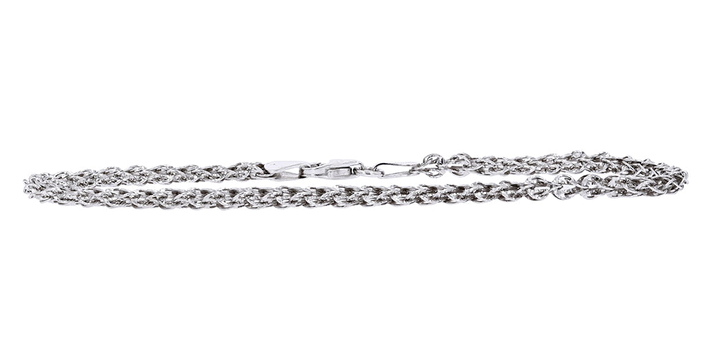 14K WG 7.5" Wheat Chain Bracelet