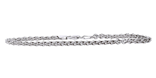 14K WG 7.5" Wheat Chain Bracelet