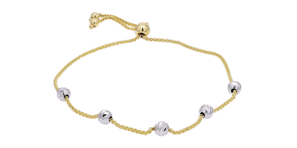 14K TT Beaded Bolo Bracelet