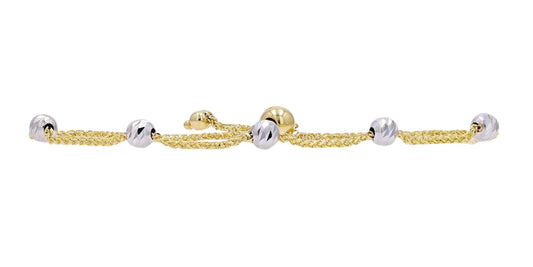 14K TT Beaded Bolo Bracelet