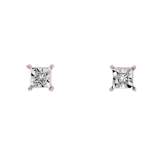 0.02 CTW Princess Cut Miracle Diamond Studs