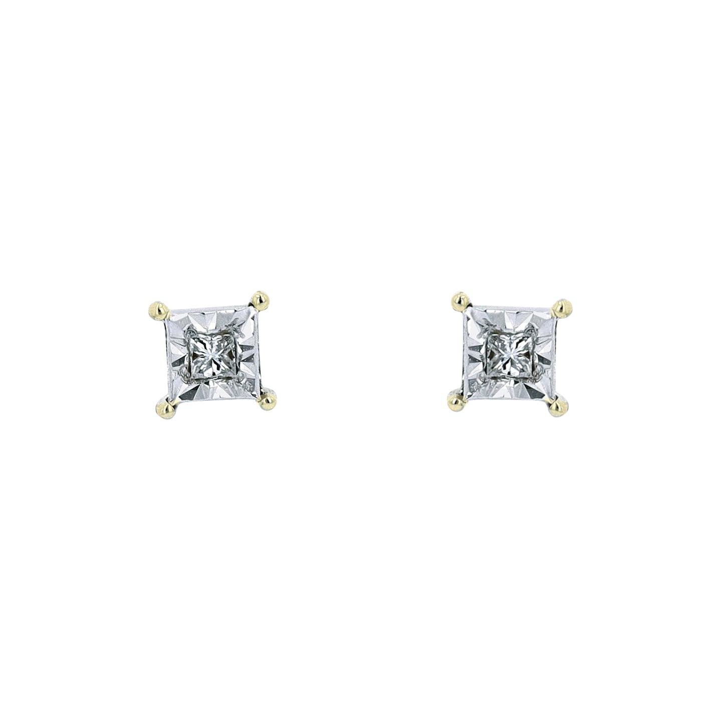 0.02 CTW Princess Cut Miracle Diamond Studs